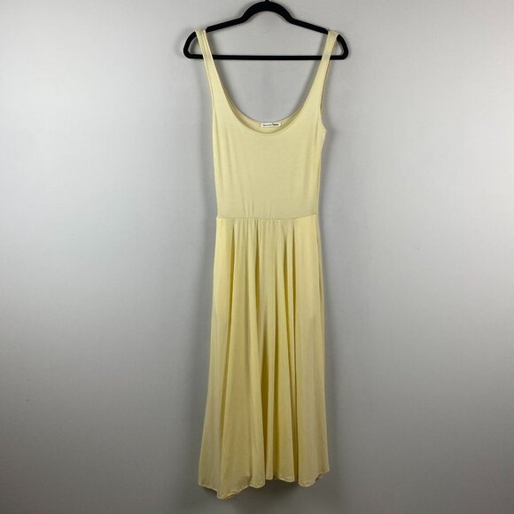 Reformation A-Line Midi Dress Size Medium Yellow Pockets Sleeveless Tencel - Picture 1 of 12